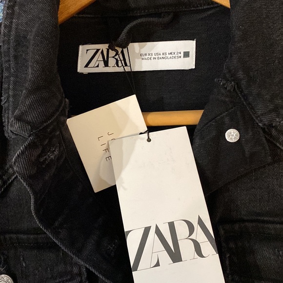 NWT ZARA Black Denim Jacket - Picture 2 of 4